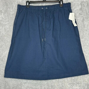 Hastings‎ and Smith L Large Skirt Navy Blue Pockets Elastic Waist Cotton Womens